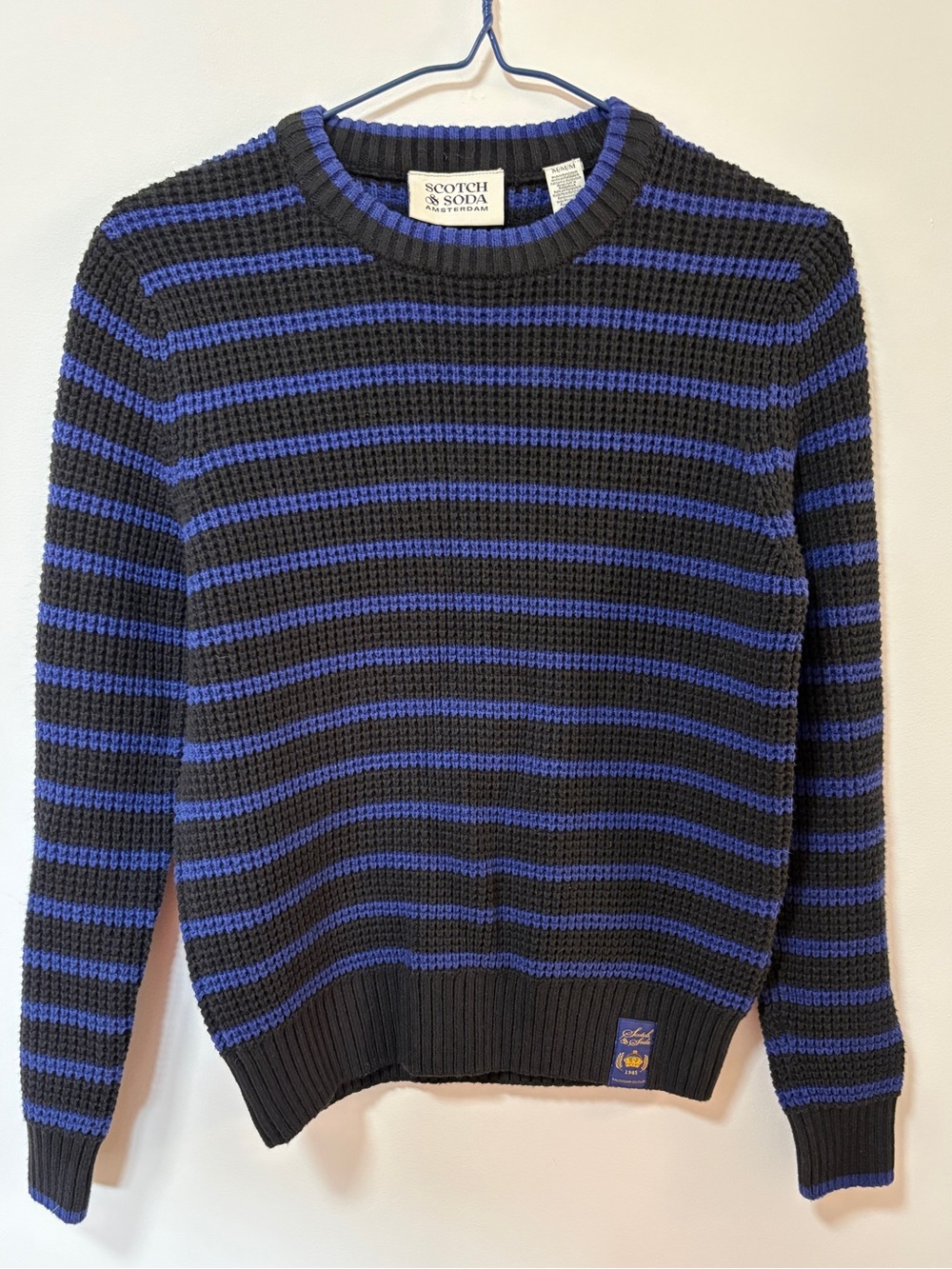 Scotch & Soda Striped Knit Sweater Black Blue Size Medium NWT
